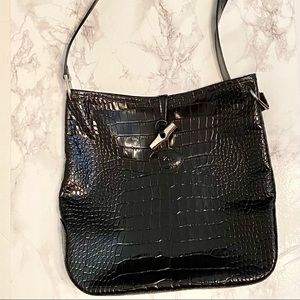 Black Croc Longchamp Crossbody